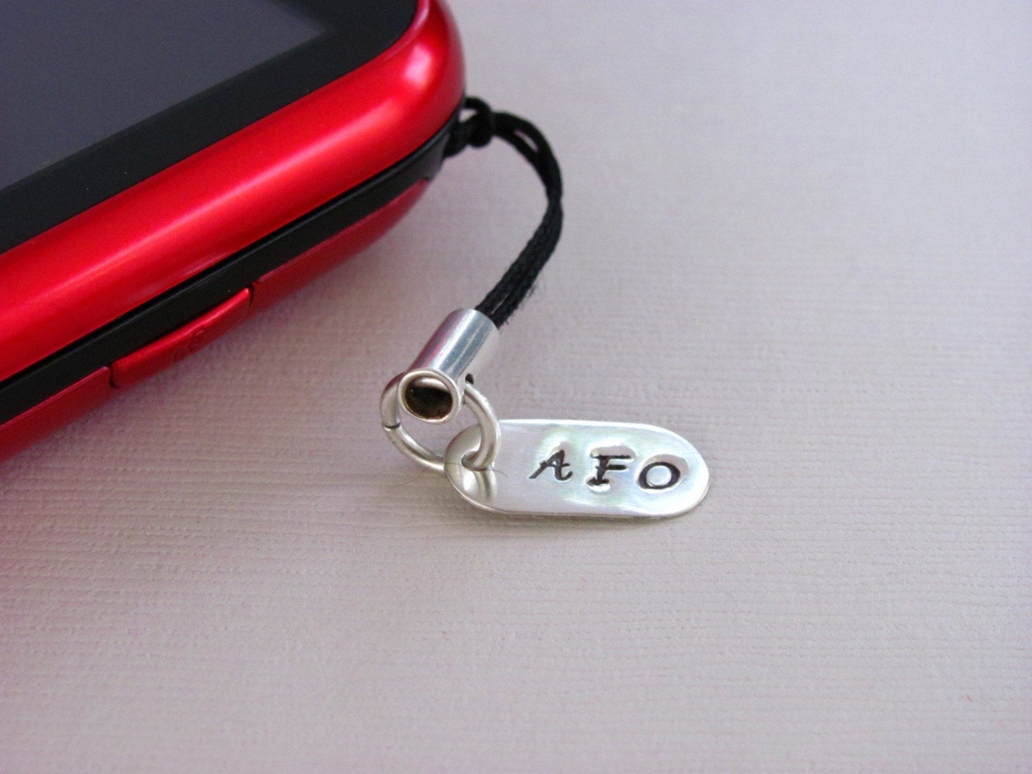Cell Phone Tags - Hand Stamped Sterling Silver - Hand Made