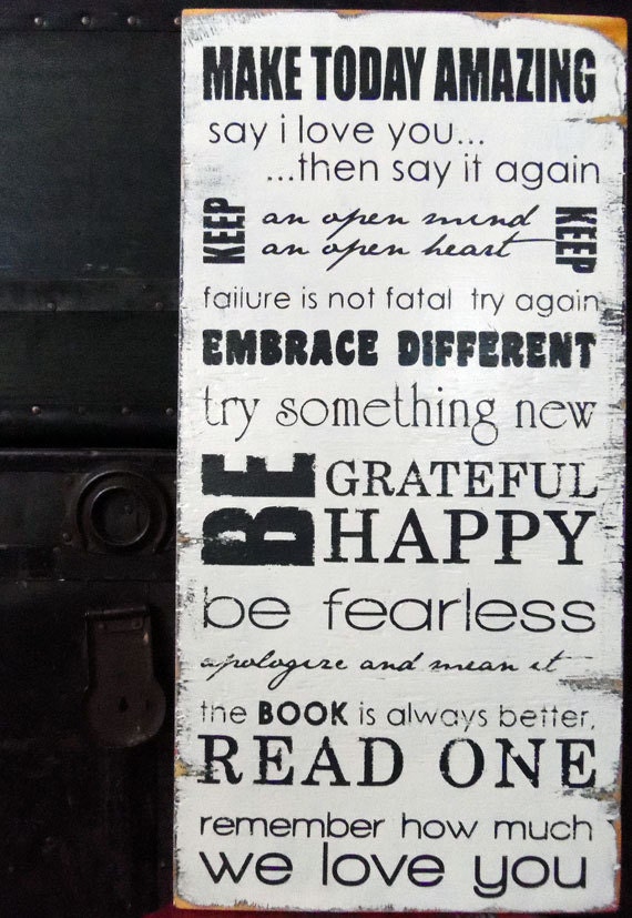 Typography Wood Sign- Family Rules no.1 White Wall Decor