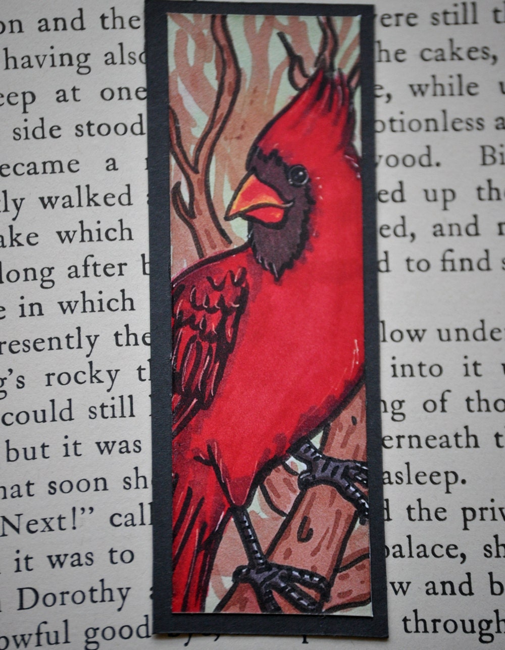 Cardinal Bookmark Ornament Illustration Print Fine Art Nature Woodland Critter Bird