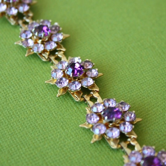 Vintage Coro Costume Jewelry Purple Rhinestone by undoneeclectic