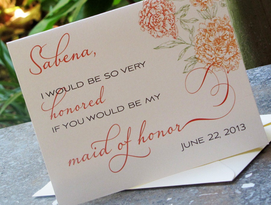 Will You Be My Bridesmaid Cards Set of 5 Maid of Honor, Flowergirl