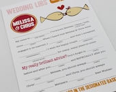 Wedding Mad Libs PDF FILE Print Yourself Kissing Fish Colors are Customizable