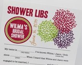 Bridal Shower Mad Libs PDF FILE Print Yourself Bold Flowers Colors are Customizable