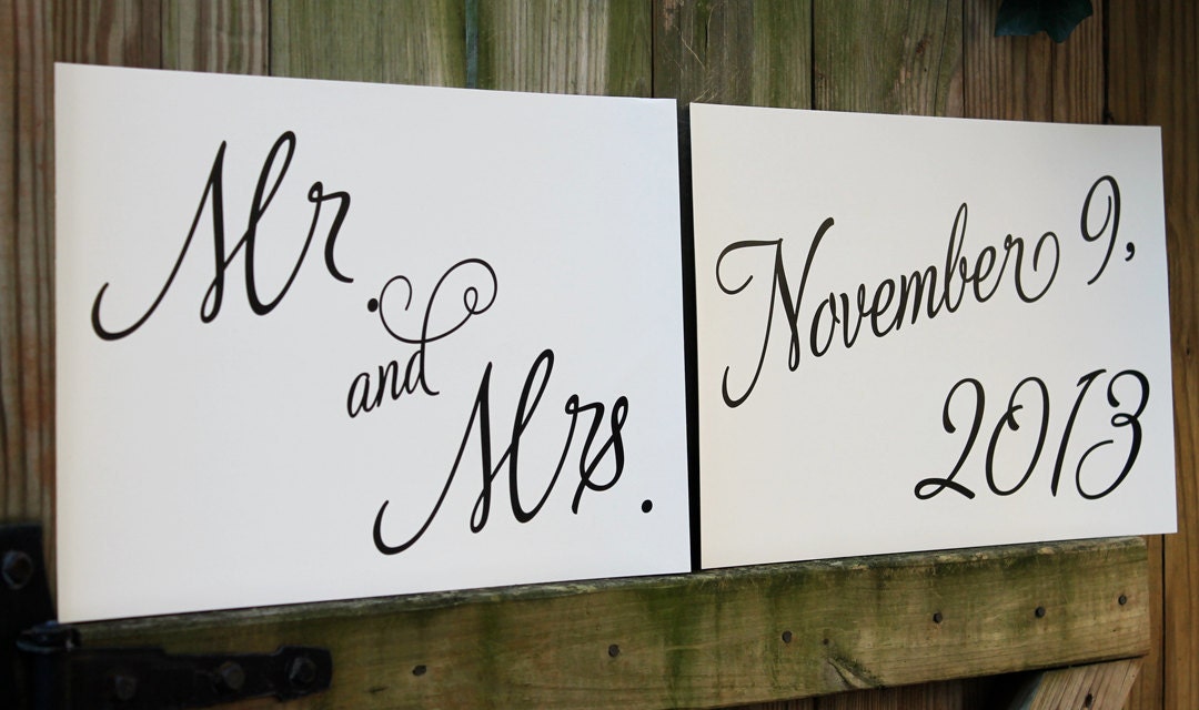 Wedding Mr. and Mrs. Signs Great Photo Prop on Thick Foam Core Board