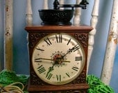 Coffee grinder country clock vintage 