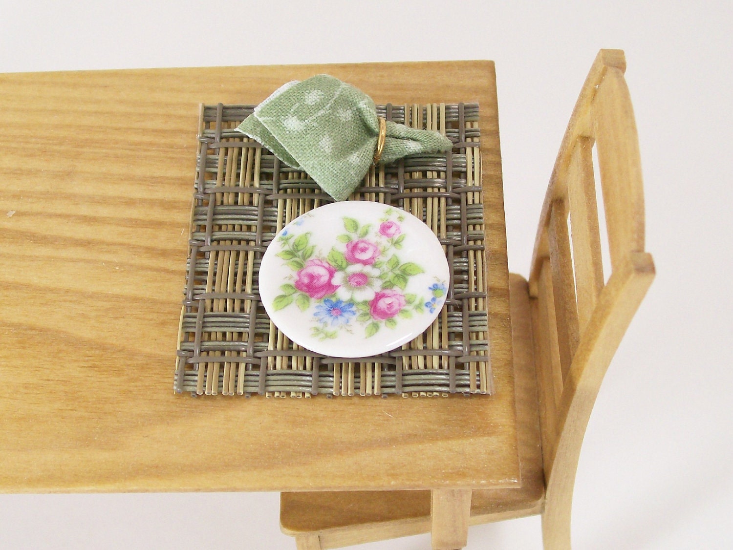 Dollhouse Miniature Woven Placemats Napkins Place Mats Set Zen Pair One Inch Scale