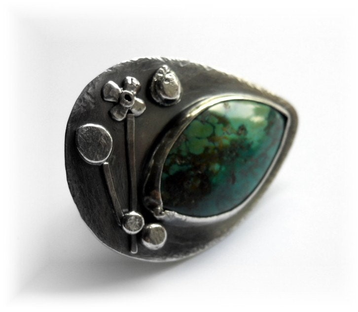 ON SALE for Limited Time  - Timeless Beauty - Green Turquoise Sterling Silver Statement Ring