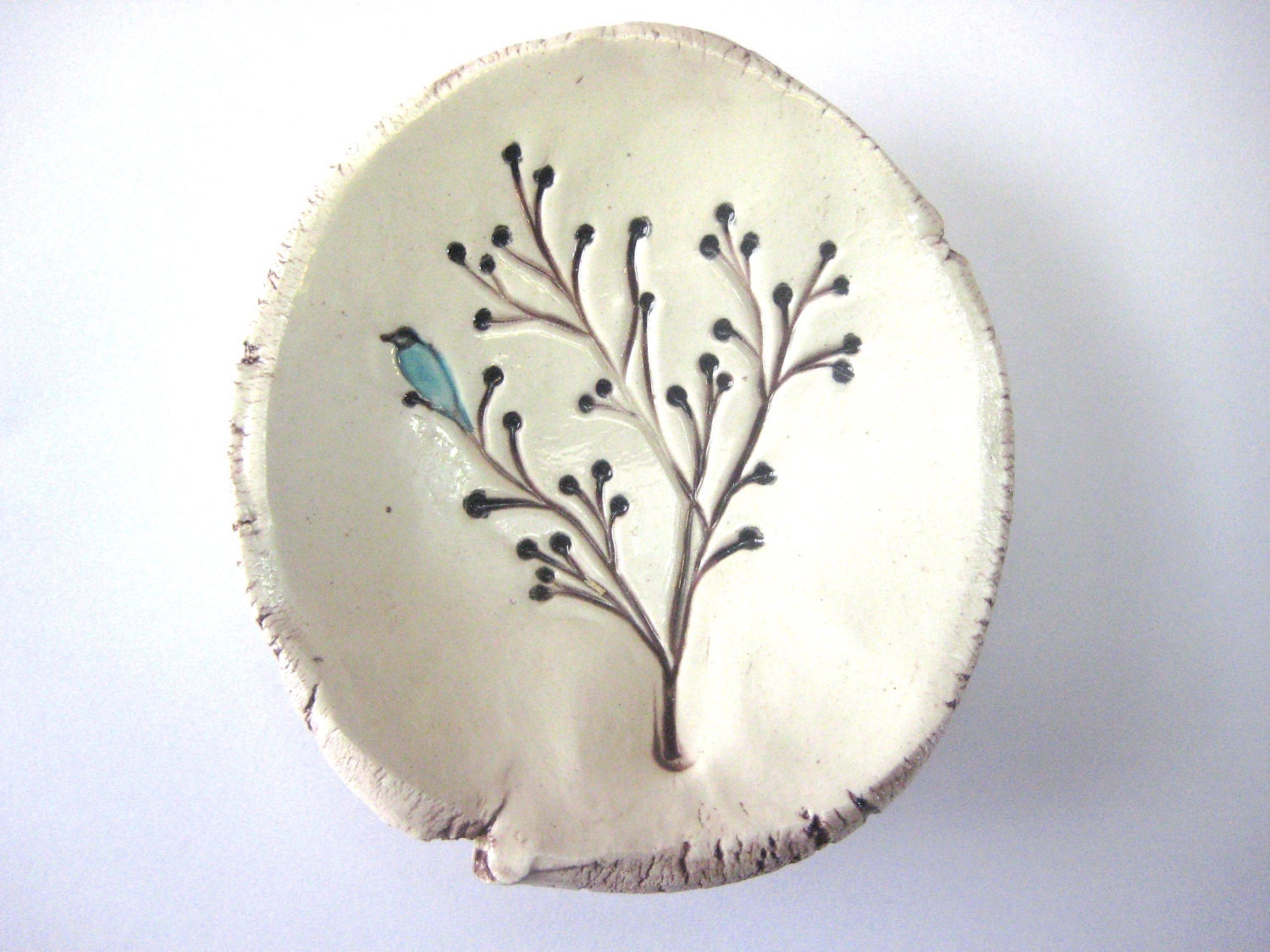 Blue Bird in Branches Dish