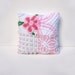 Chenille Charm Pillow - Primrose Pink - Pink and White Flowers Rosebuds Vintage Chenille Handmade Charm Pillow