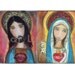 Sacred Heart Jesus and Mary - Print from Painting (6 x 9.5 inches Print) by FLOR LARIOS