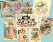 VINTAGE GIRLS 01 collage Digital Images -printable download file-