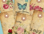 ANTIQUE TAGS collage Digital Images  -printable download file-