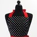 Womens  Bib "Dotty Girl" Apron - Elegant in Black and White Polka Dots with Red ELOISE Full Apron
