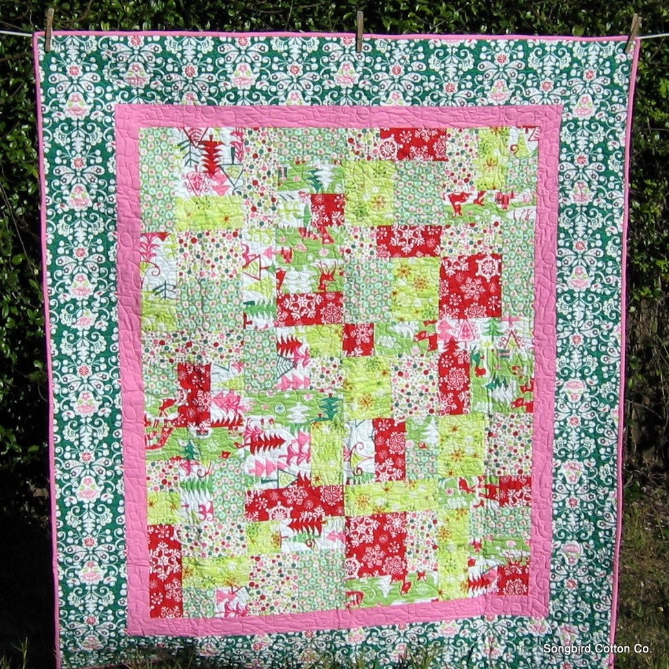 Lap Quilt/Throw in Funky Christmas