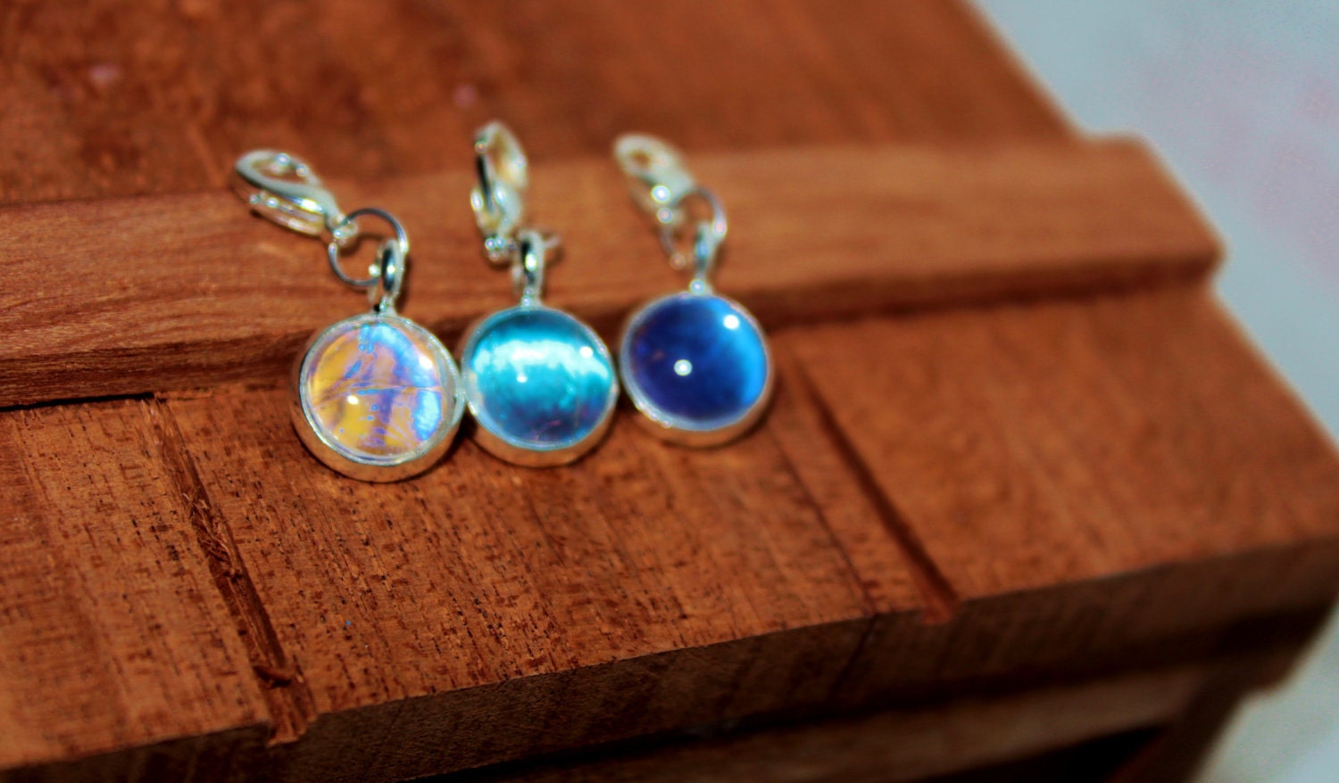 Real Blue Morpho Butterfly Wing Charms on lobster clasp  SET of 3 Blue Morpho Butterflies FREE Shipping US