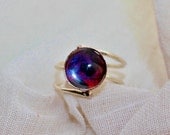 Real Sunset Moth Wing Sterling Silver Purple  Ring Adjustable (6-7) Real Butterfly Wing