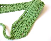 crochet hairband and neckwarmer with knit ties for girls, women, and teens - lime green, ready to ship - BaruchsLullaby