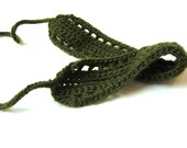 adjustable hairwrap, crochet headband with knit ties, for girls, teens, and women, dark forest green, ready to ship