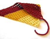 crochet bandana hair kerchief for women, girls, teens, toddlers - red, spicy mustard, and sunny yellow, all natural fibers - ready to ship - BaruchsLullaby