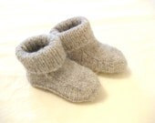 Haiti earthquake relief - felted knit toddler booties - dove grey, size 9-24 months