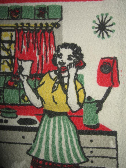 Vintage 50s Be Modern Atomic Tea Kitchen Towel