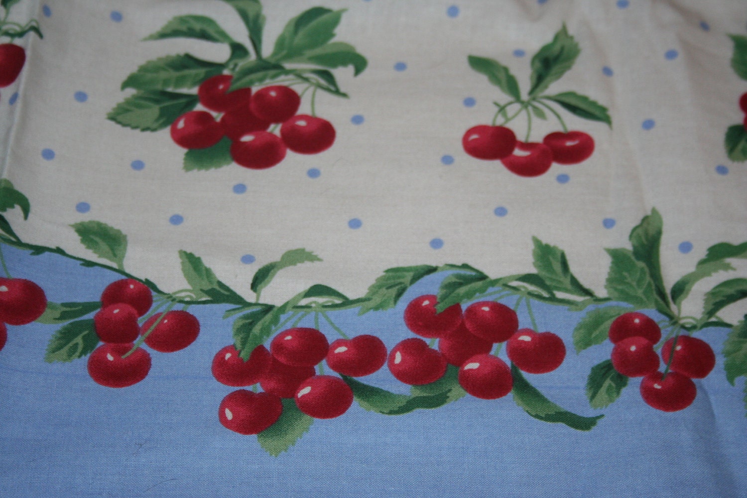Vintage Style Daisy Kingdom Cherry and French Blue Fabric