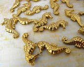 Charms - Raw Brass Seahorses - 20 Pieces