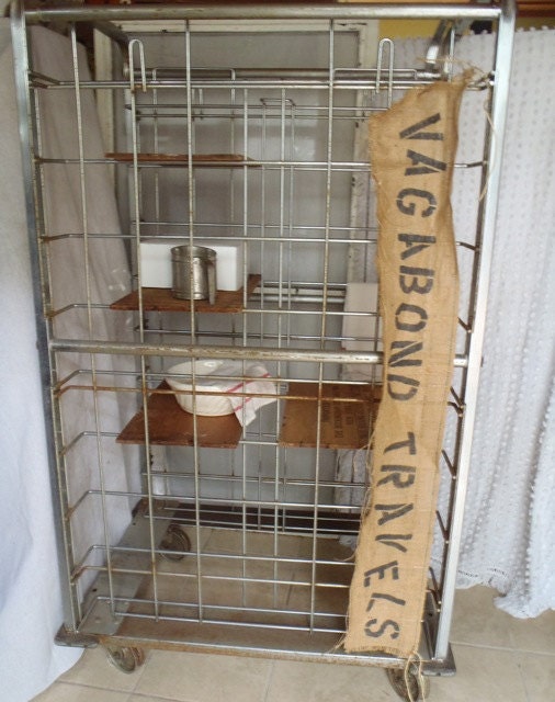 Vintage Industrial Rolling Bakers Rack