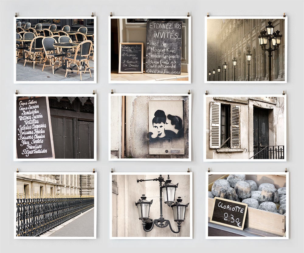 Paris Photography Collection - Black, French Art Prints, Paris Decor, Black and White Art