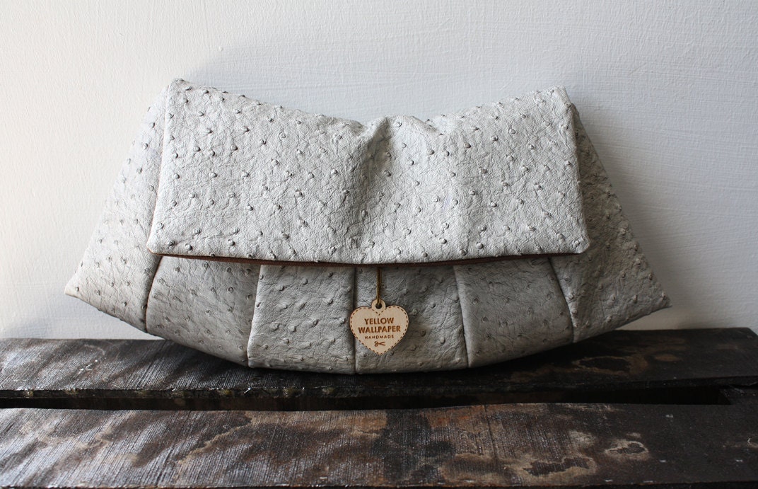 Daylight Sortie-Faux Ostrich Off White Clutch-SALE