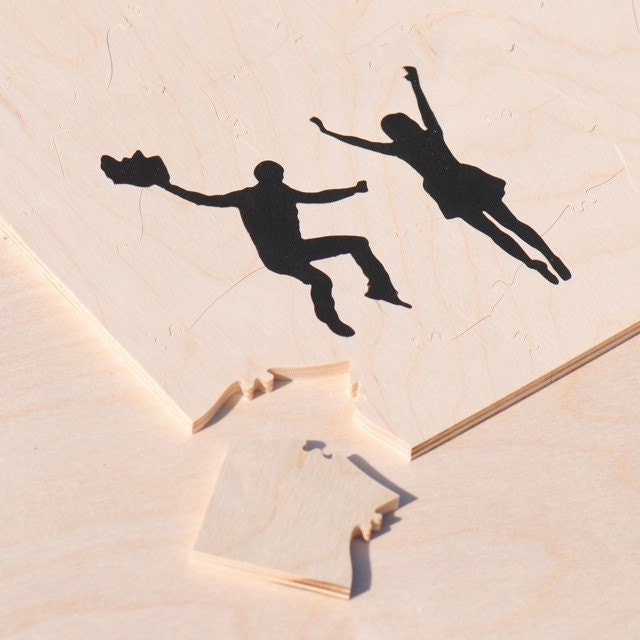 Puzzle Wedding Guest Book, 70 Wood Pieces, Use Your Photo