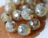 CASHMERE .. 6 Picasso Czech Opal Glass Beads (2306) - ArteBellaSurplus
