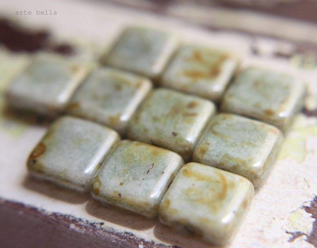 MEADOW .. Picasso Czech Square Glass Beads 10mm (1126-10)