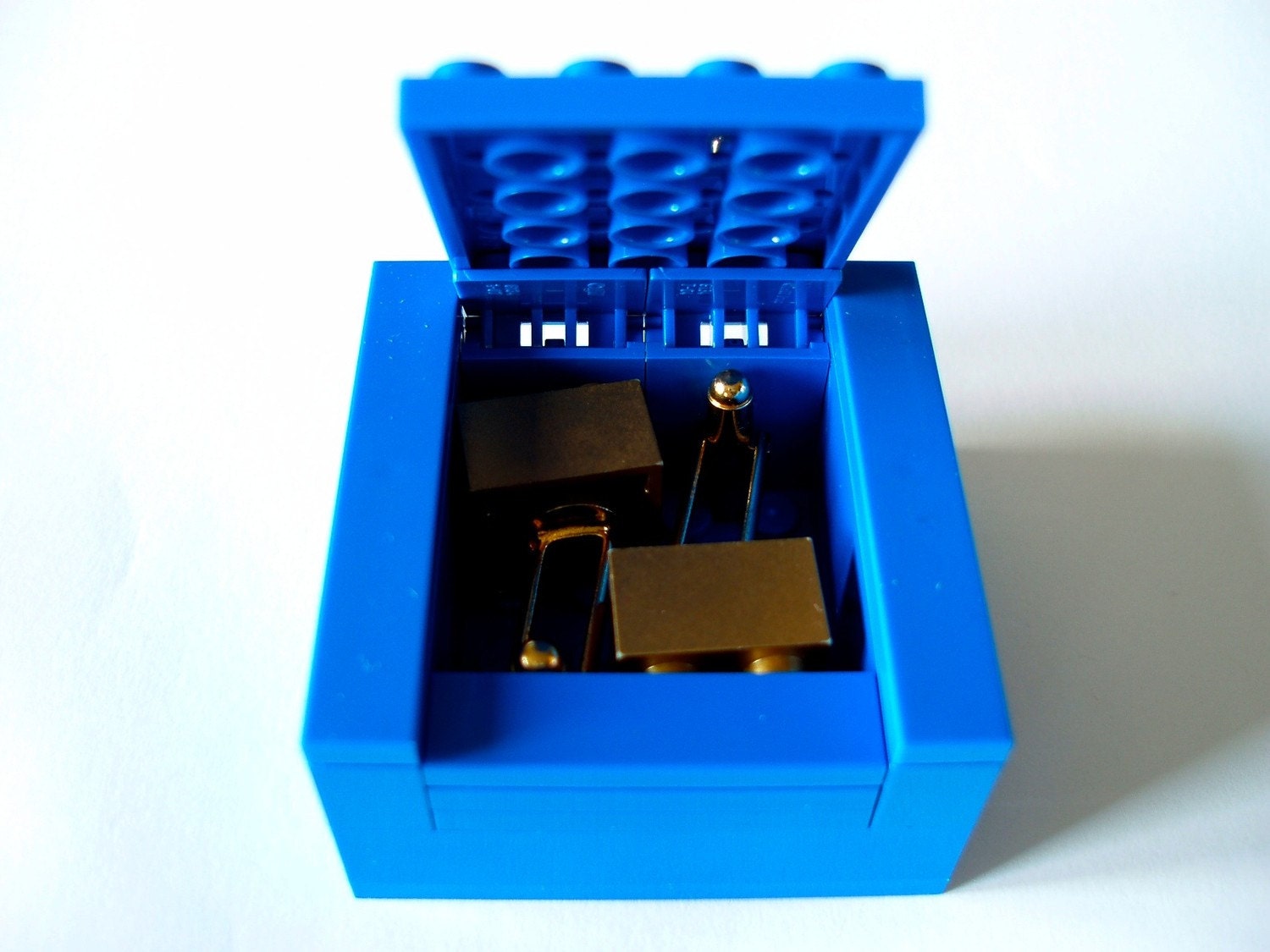 BLUE Cufflinks Gift / Display Box. Handmade with LEGO(r) bricks - cufflinks sold separately