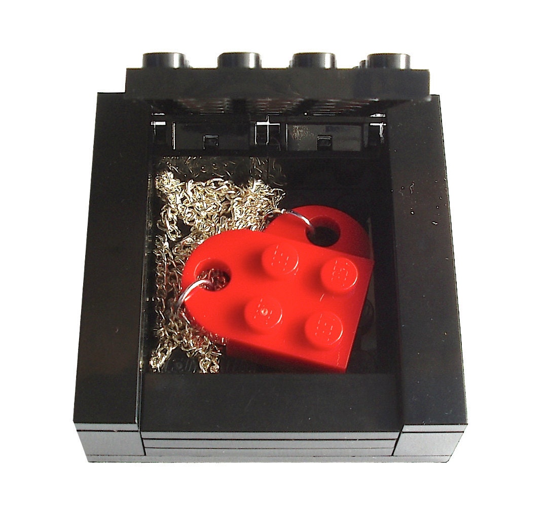 BLACK Necklace Gift / Display Box. Handmade using LEGO(r) Bricks- necklace sold separately