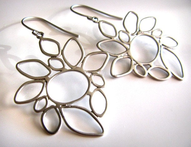 Matte Silver Abstract Freeform Dangle Earrings also Available in Gold - belaluna