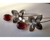 Sweet Double Lilac Blossom Earrings in Silver with Faceted Amethyst Briolette Drop also Available in Gold