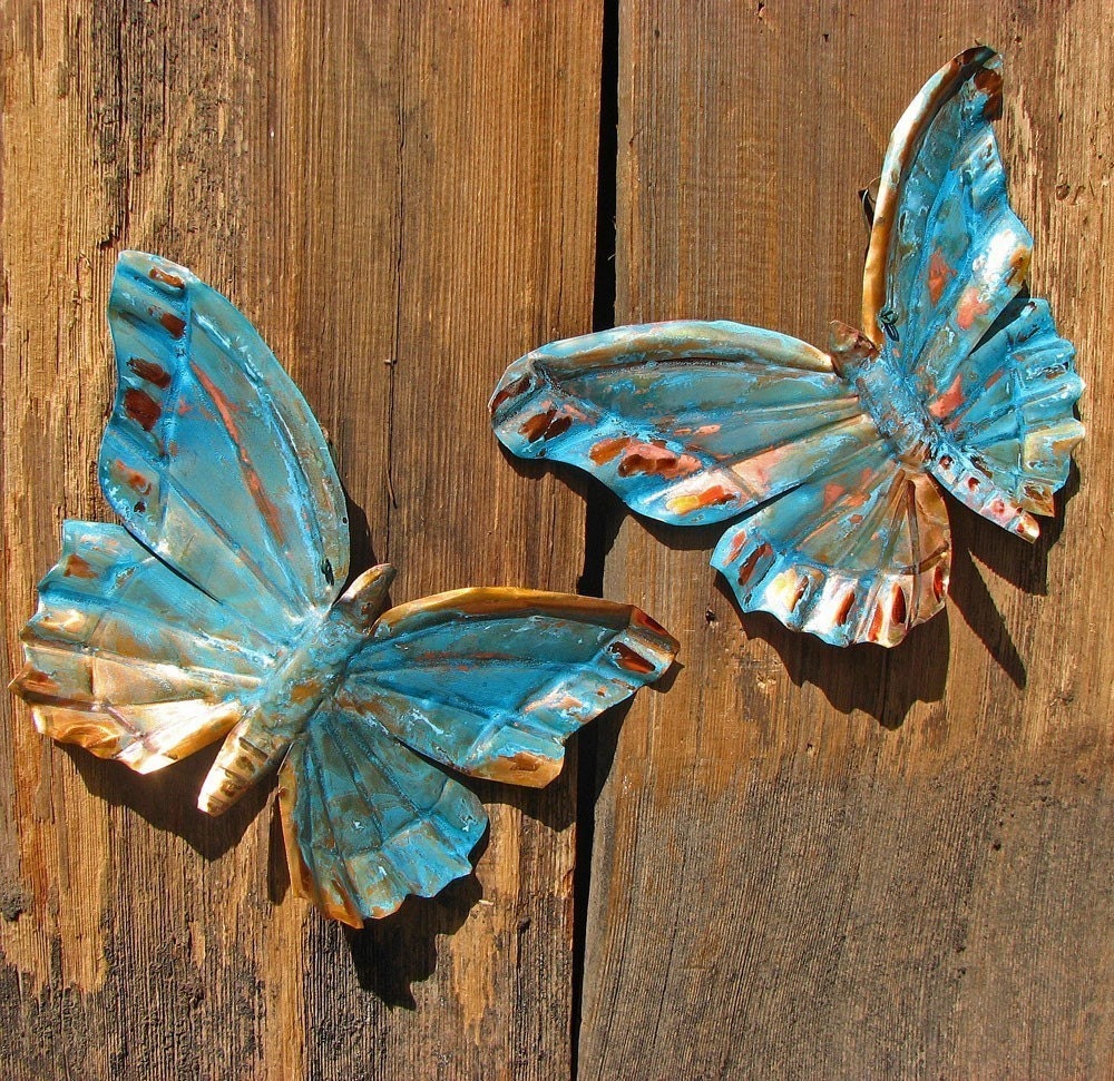 CUSTOM for you - copper butterfly pair by Mark - with green or blue patina - OOAK - natureartstudio