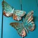 Copper Butterfly Sculptures by Mark - with red-orange and turquoise blue-green raku-type patinas - OOAK