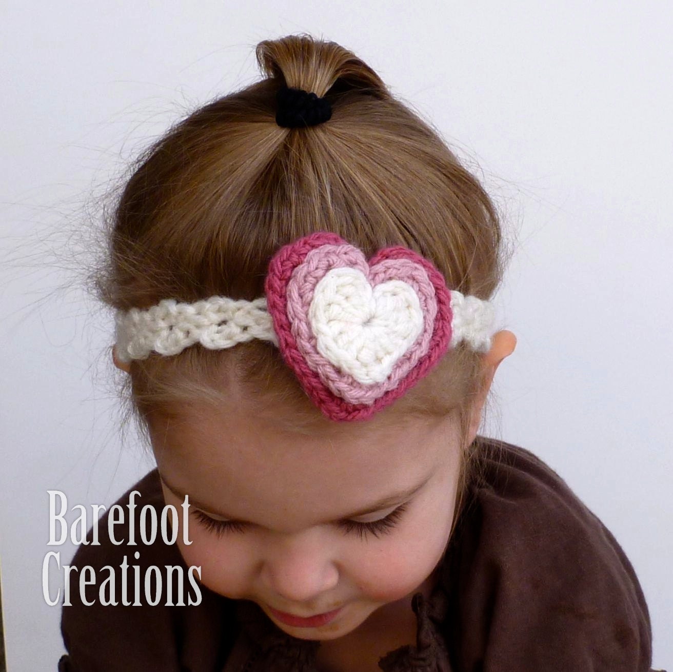 Crochet Triple Stacked Heart Headband - Newborn to Adult