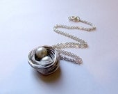 Birds Nest wire wrapped pearl necklace
