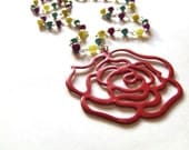 Abstract Rose Gemstone Wire-wrapped Necklace