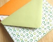 2 Eco-friendly Greeting Note Cards - Bubbly Tropical Green or Pumpkin Orange - Blank