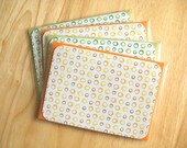 Set of 8 - Eco-friendly Greeting Note Cards - Vintage inspired bubbly circles - Blank