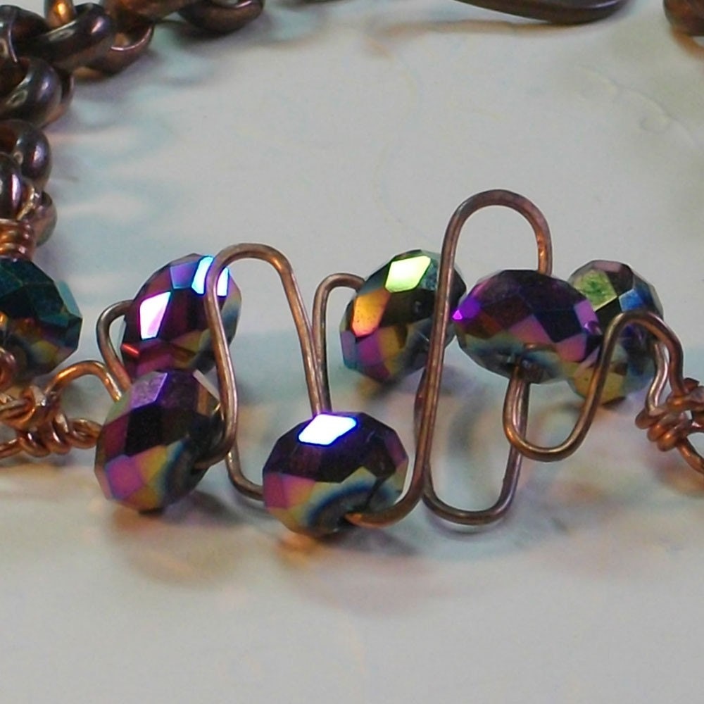copper wave and  purple sky  bracelet