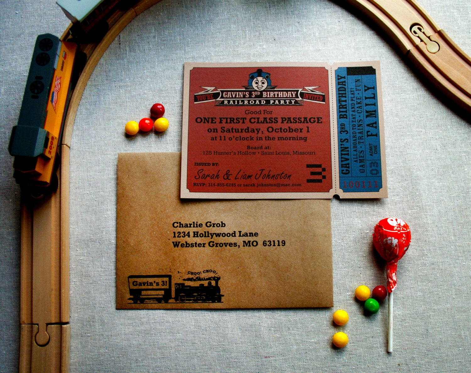 Train Birthday Party Invitation