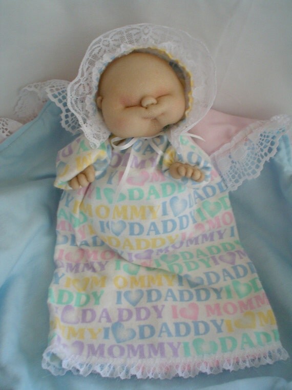 Soft Sculpture Baby Doll Hand Puppet by FromGramsHouse on Etsy