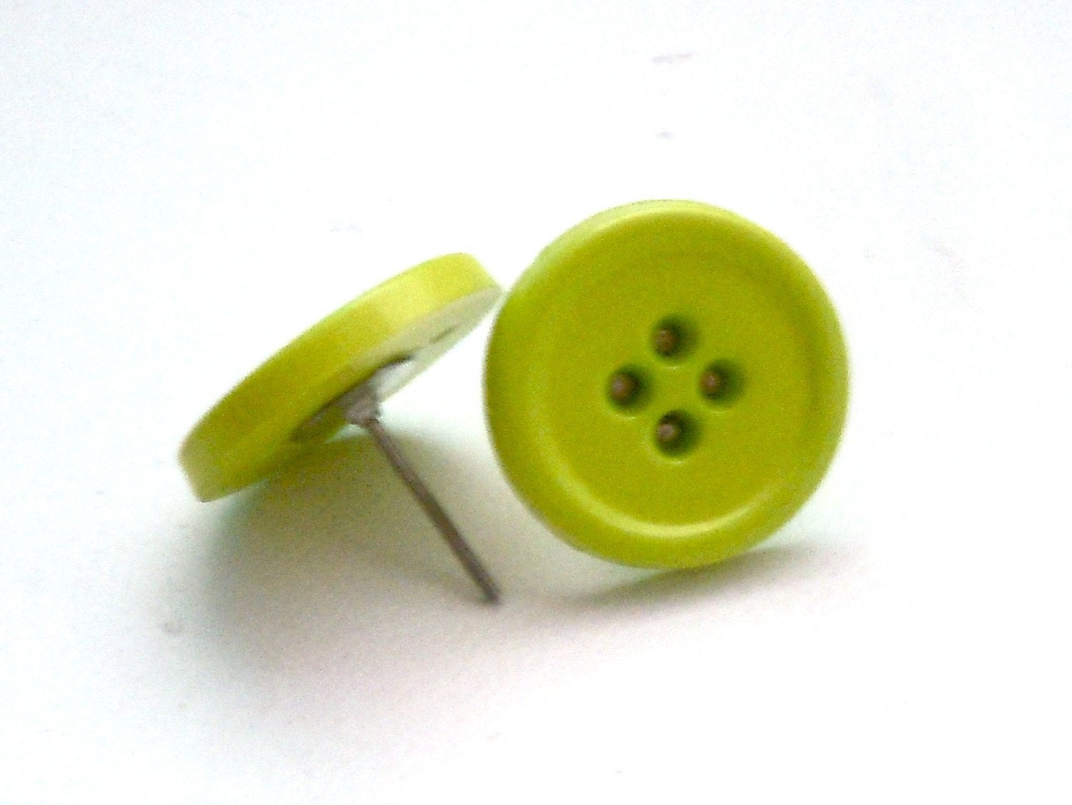Chartreuse Green Button Earrings