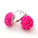 Hot Pink Mini Mum Cabochon Flower Earrings