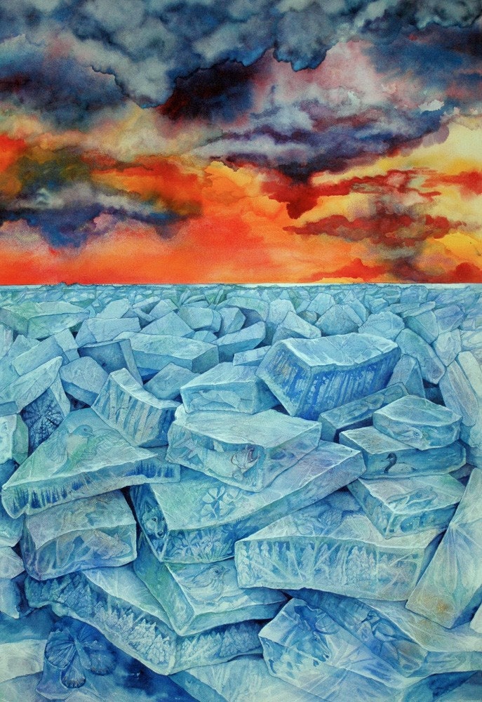 Winter's End, 18 x 12, open edition giclee print of an original watercolor